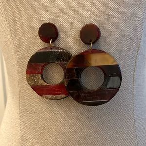 Round Marble Resin Statement Earrings